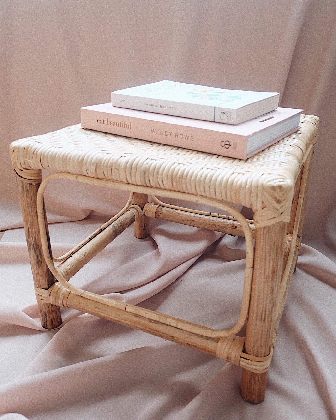 Sand Rattan Ottoman | Olive & Iris