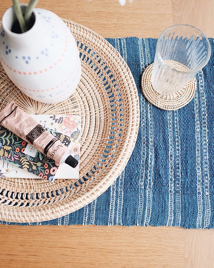 Sierra Indigo Handwoven Cotton Table Runner | Olive & Iris