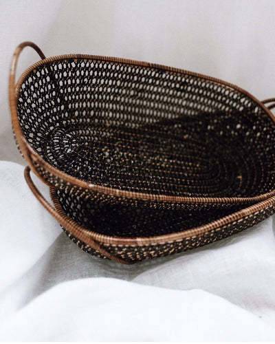 Small Black Rattan Basket - Olive and Iris