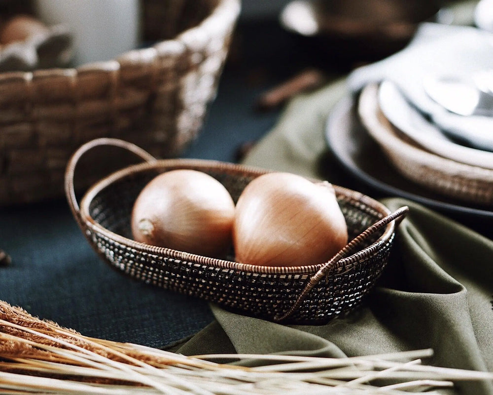 Small Black Rattan Basket - Olive and Iris