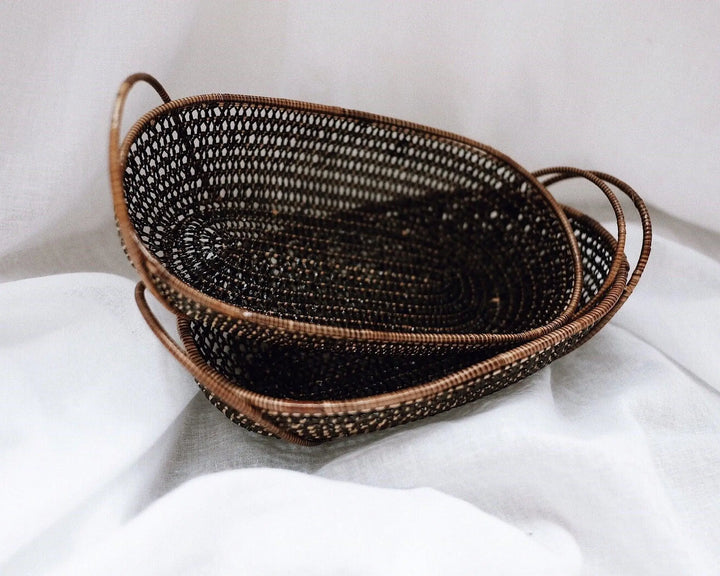 Small Black Rattan Basket - Olive and Iris
