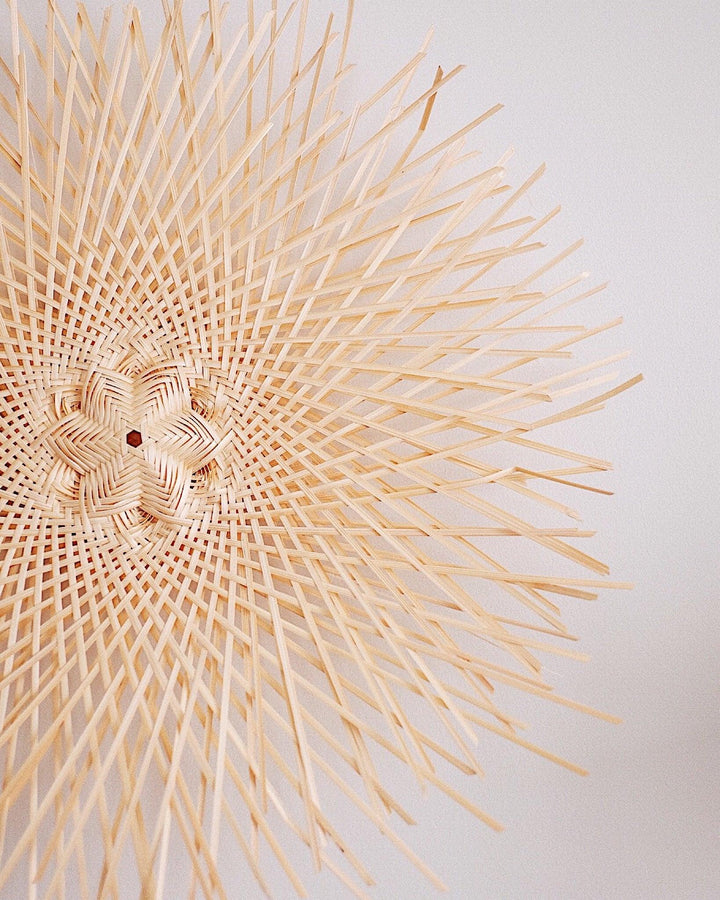 Close-up view of the Snowflake Basket Wall Art showcasing its detailed weaving and unique snowflake patterns