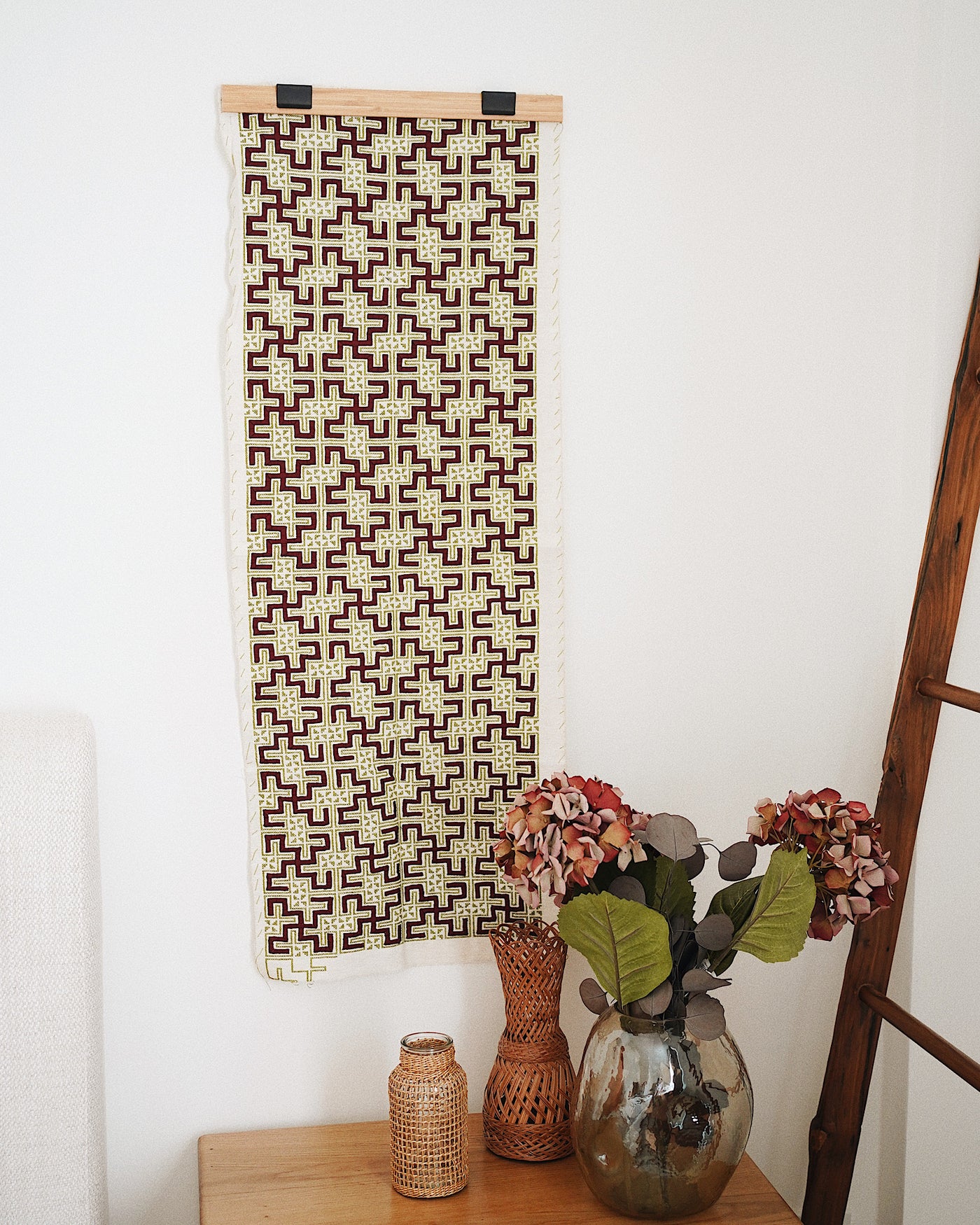 Tika Vintage Hand Embroidered Tapestry | Olive & Iris