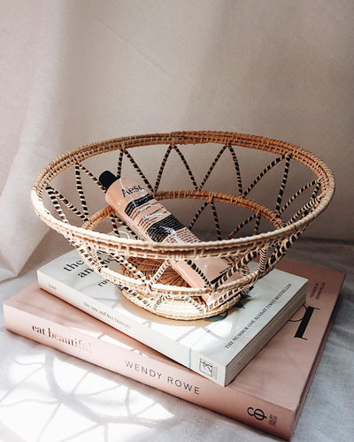 Violette Black Stripes Handwoven Rattan Basket | Olive & Iris